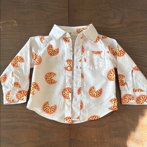 100%organic cotton Pizza Print Button Down Shirt